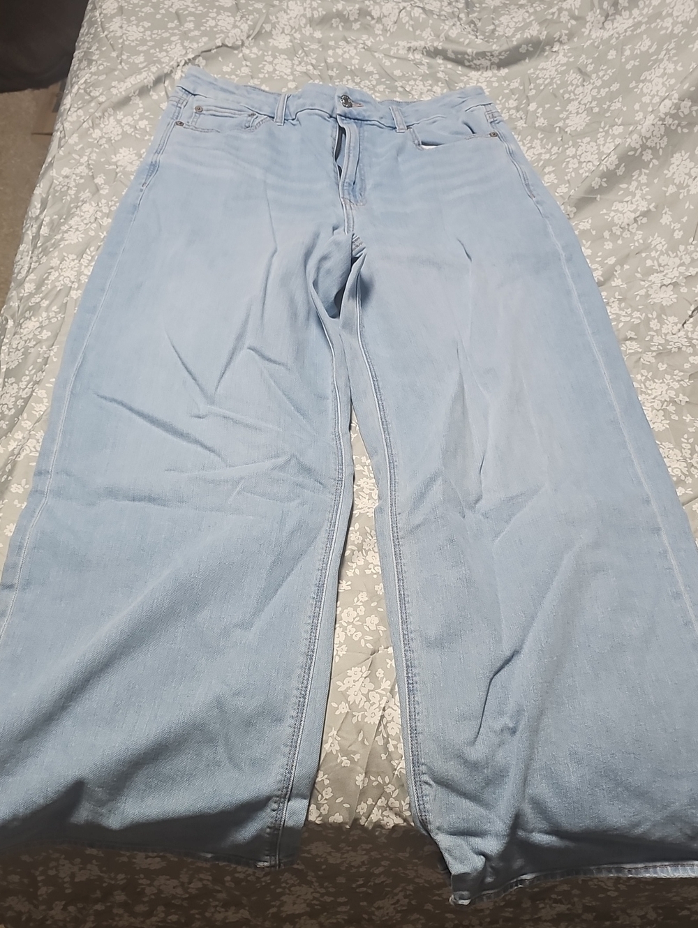 American Eagle Outfitters Light Blue Wide-Leg Jeans